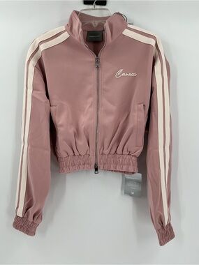 NWT Cernucci Taping Cropped Funnel Neck Track Jacket Dusty Pink Size XS